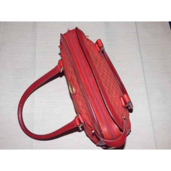 Gucci Boston Red Canvas And Leather Speedy Bag Small Logo Print Satchel - Picture 2 of 12